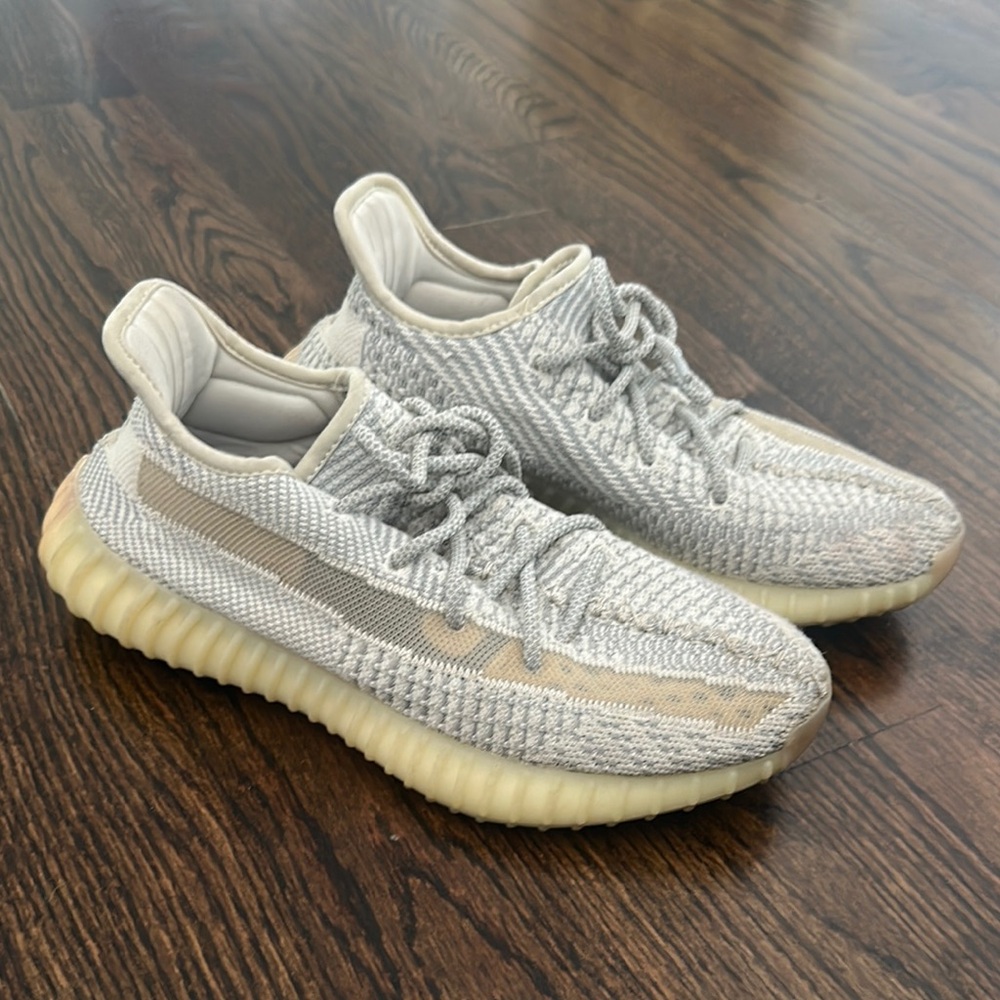 Adidas Gray and Cream Knit Sneakers